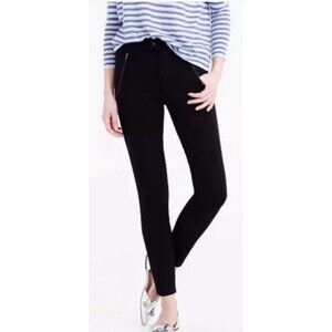 J.Crew Womens Pixie Ankle Ponte Knit Pants Black Stretch Zip Pocket Size 0R